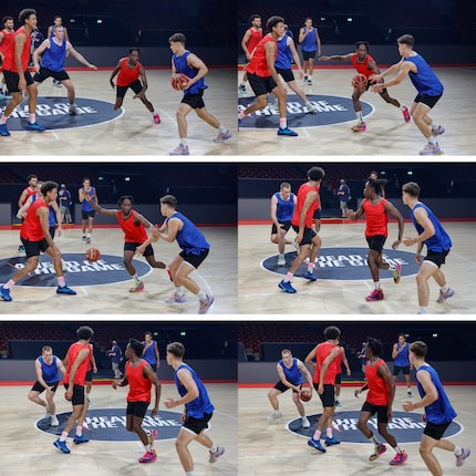 In this scene, Action Priority works perfectly. It shifts the focus from the front player (top left image) to the back player (bottom right image) in real time during a pass.