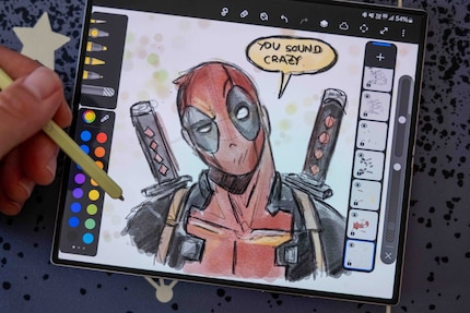Avec mon stylo et mon logiciel de dessin, je me suis amusée à dessiner Deadpool.