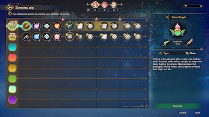 Il y a jusqu'à huit classes disponibles par personnage.