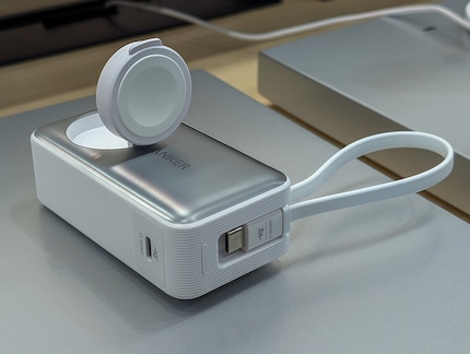 The charging area for the Apple Watch can be folded out.