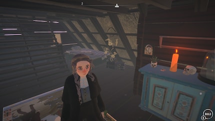Bed, chest of drawers and a few skulls: so cosy!