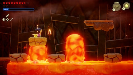 Some sections in the dungeons are played from a 2D side perspective. And yes, Zelda can also jump!