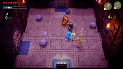 In swordsman mode, Zelda turns blue and can use Link's weapons for a short time.