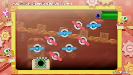 Dans l’usine Toad, je dois utiliser tous les leviers pour faire avancer la boule vers la sortie.