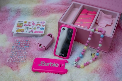A joyful start: HMD’s crammed loads of accessories into the Barbie Phone box.