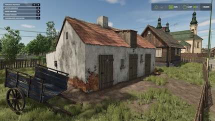 Des maisons et une grande église sur la carte de Zielonka.