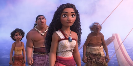 Vaiana et son équipage : Loto, ingénieure, Moni, fanboy de Maui, et Kélé, maître jardinier bourru.