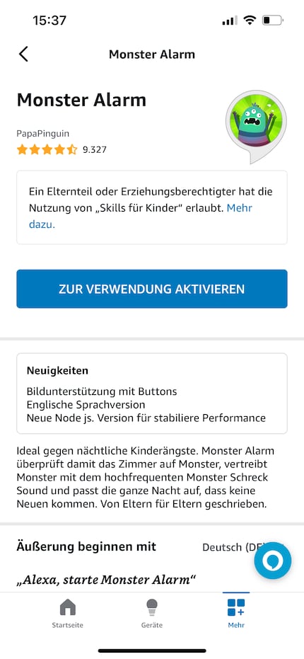 It’s easy to activate the monster-scaring feature in the Alexa app.