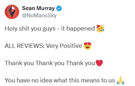 Murray fait la fête sur X avec des cœurs, des remerciements et des emojis de fête.