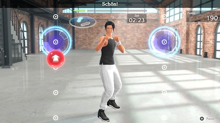 The trainer shows you how to position your feet and arms.