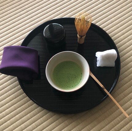 The frothed matcha is ready to be enjoyed.