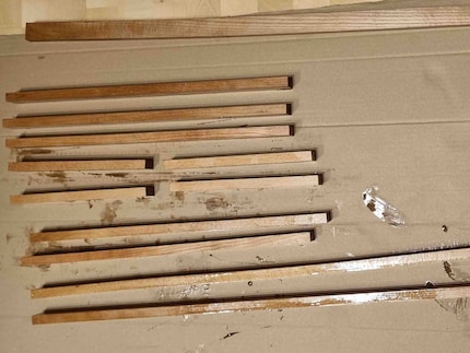 The boys trimmed and treated all the individual parts of the table.