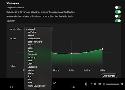 Spotify vous permet de régler séparément de nombreux genres sur l'égaliseur.