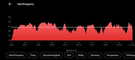 Le même tour dans l'application Garmin.