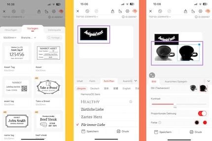 Pour ces modèles VIP, l'abonnement ne vaut pas du tout la peine (à gauche). La collection de polices avec des désignations particulières est gratuite (au centre). Pour l'édition d'images, vous devez vous contenter de possibilités limitées (à droite).