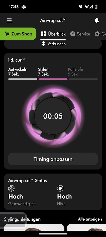 Lors de la mise en forme, l'application m'indique où je me trouve dans le processus de mise en forme.
