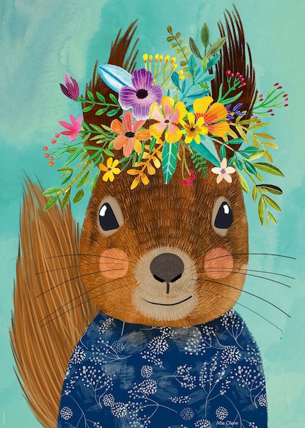 Ce puzzle reprend d’adorables motifs animaliers de l’artiste espagnole Mia Charro.