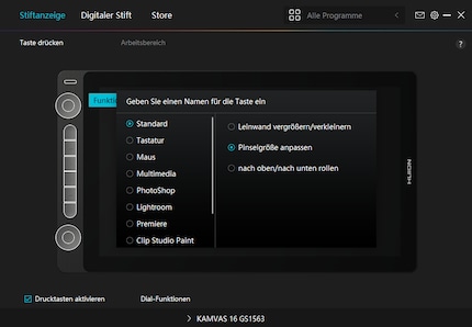 L’ensemble des boutons sont programmables dans le logiciel d’Huion.