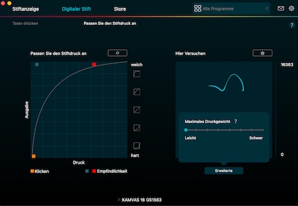 Si vous n’appliquez qu’une pression très légère, vous pouvez effectuer les réglages dans le logiciel. 