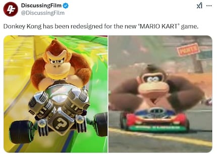Comparaison de Donkey Kong sur la Switch (à gauche) et sur la Switch 2 (à droite)