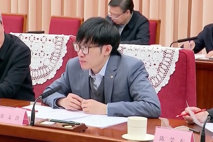 One of the only pictures of Liang Wenfeng, from Chinese state television.