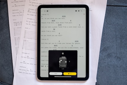 L'application remplace le papier comme antisèche pour mes cours de guitare.
