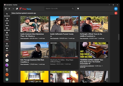 Le contenu de votre flux FreeTube n'est pas influencé par un algorithme. Ils sont purement basés sur les chaînes auxquelles vous êtes abonné.