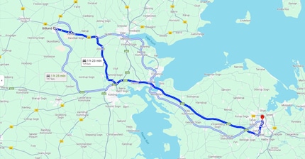 The Billund-Odense route is comparable to Zurich-Bern.