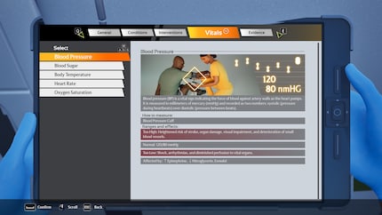En plus du matériel médical, je dispose d'une tablette pour les diagnostics et les informations du jeu.