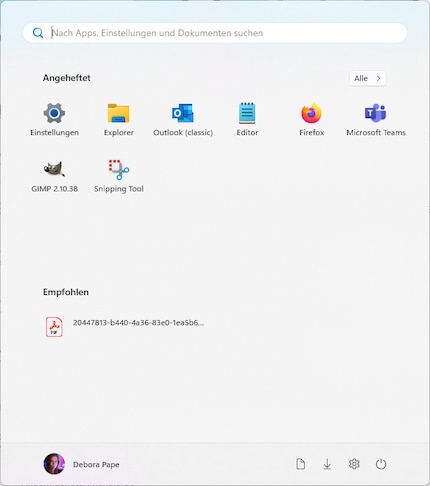 Le menu Démarrer est sobre et dispose de peu d'options de personnalisation.