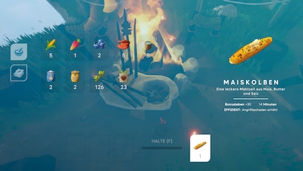 The roasted corn on the cob gives me a time-limited boost for the next battle.