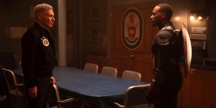 In Captain America: Brave New World, Harrison Ford and Anthony Mackie are said to have a punch-up.