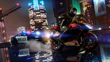 Scénario typique du jeu : en fuite devant les forces de l'ordre. Bientôt avec des reflets en raytracing.