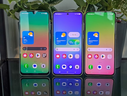 Von links nach rechts: Galaxy A26, Galaxy A36 und Galaxy A56.
