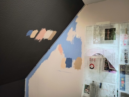 Le bleu sur les bords est le bleu horizon dédaigné. La combinaison bleu-beige à l'extrême gauche et au centre a finalement fait la course en tête.