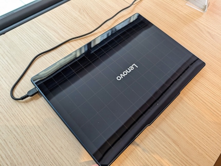 If you look closely, you can see the solar cells on the top of the laptop.