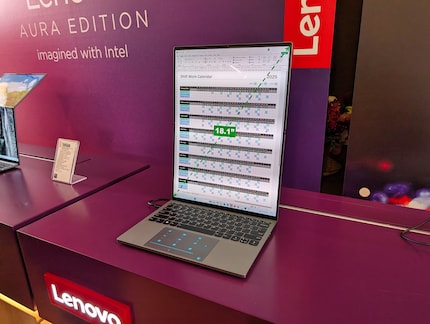 When unfolded, you have an 18-inch screen in portrait format at your disposal.