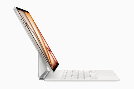 The new Magic Keyboard for the iPad Air has a larger trackpad and function keys.