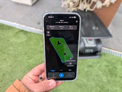 Dans l'application, vous voyez la pelouse cartographiée.