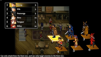 Je dois placer mes personnages en fonction de leur arme. Ceux qui ont des armes de type S ne peuvent pas attaquer depuis l'arrière. 
