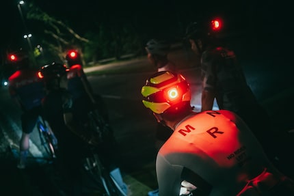 Bicycle helmet including rear light.