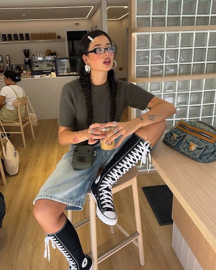 Knee-high chucks resemble boxer boots.