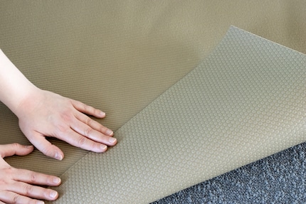 The back of the mat’s textured, but even that doesn’t make it any safer to exercise on.