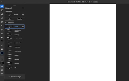 You start your piece with a canvas in portrait format and a pencil.