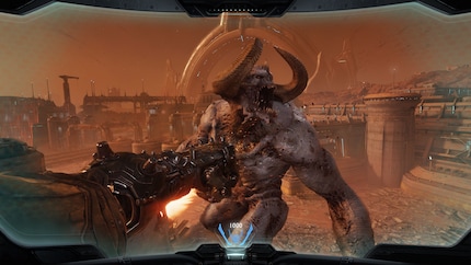 Le mech d'Atlan se contrôle comme une version encore plus lourde de Doom Slayer, mais avec encore plus de bourdonnements.
