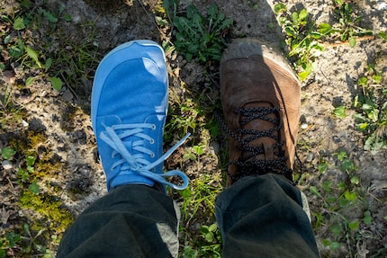 Compared to other barefoot shoes, the Vapor Glove 6 LTR (right) is narrower at the front, but still isn’t restrictive.