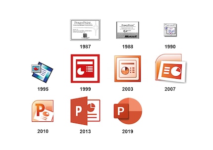 The PowerPoint logos through the ages.