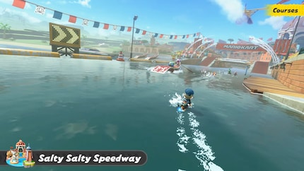 Les sections sous l'eau n'existent plus dans «World» - à la place, vous roulez sur l'eau avec les karts.