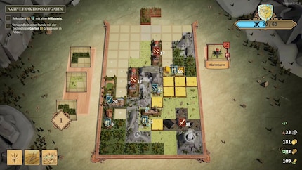 Le plateau de jeu avec plusieurs bâtiments.