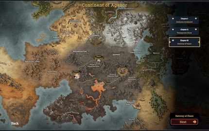 Bienvenue à Aganor : la carte de la campagne vous permet de jouer à plusieurs missions.